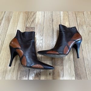 Bottega Veneta moodec Flame ankle booties brown orange heeled boot SZ 38/8